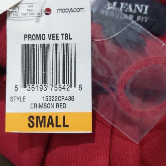 Alfani Sweater Small V-neck Regular Fit Pullover Red Career Workwear - Picture 5 of 5